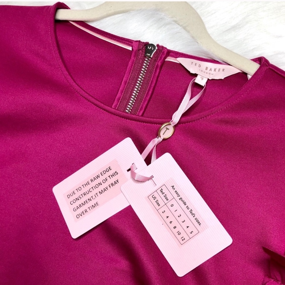 TED BAKER Pink Ruffle Cocktail Dress Luuciee - Picture 6 of 13